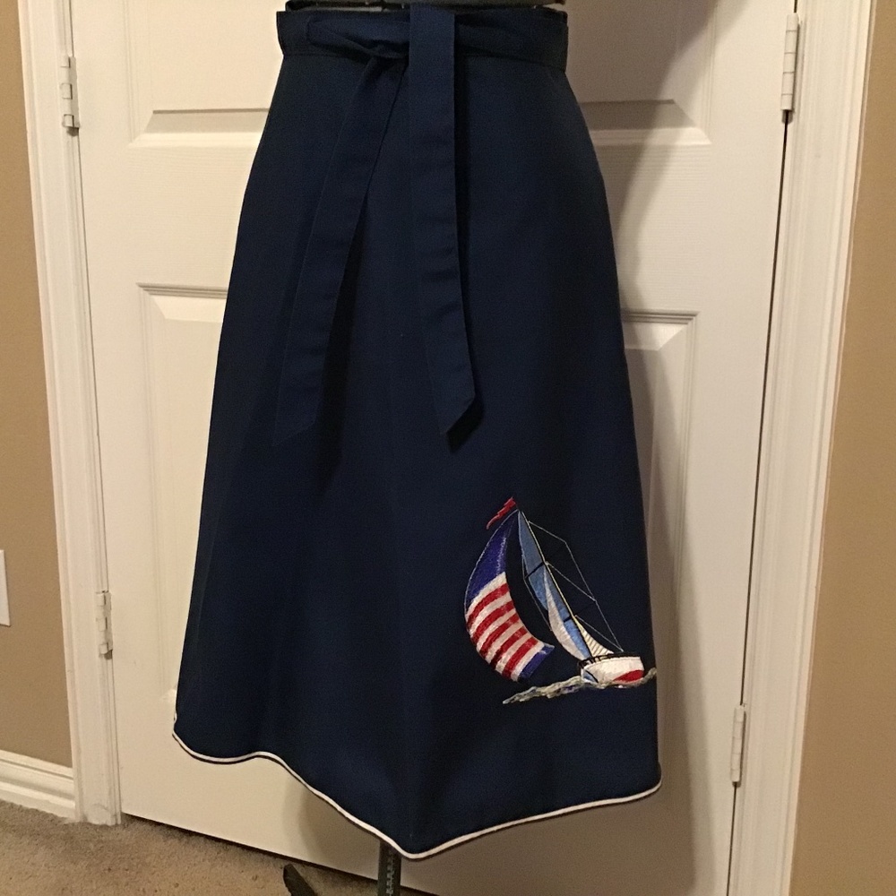 Vintage Shirley Gadol Sailboat Wrap Skirt